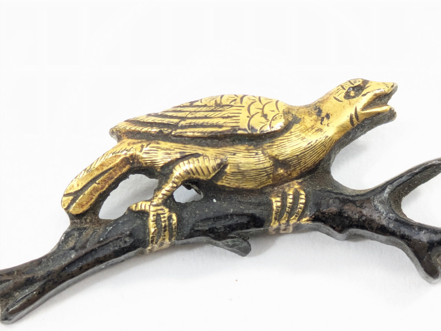 Menuki Pair – Crows on Plum Blossom Branches Japan, Edo period Shakudō with gilt details Samurai Sword Ornament LS061