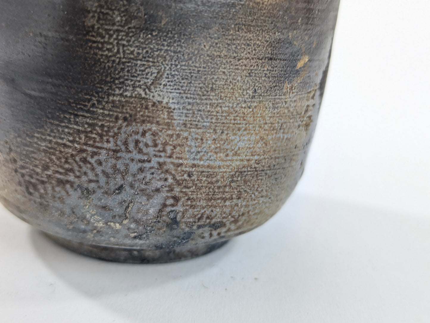 Japanese Bizen Ware Yunomi Tea Cup Pair Wood Fired Hidasuki Goma Ash Glaze Showa 3"H