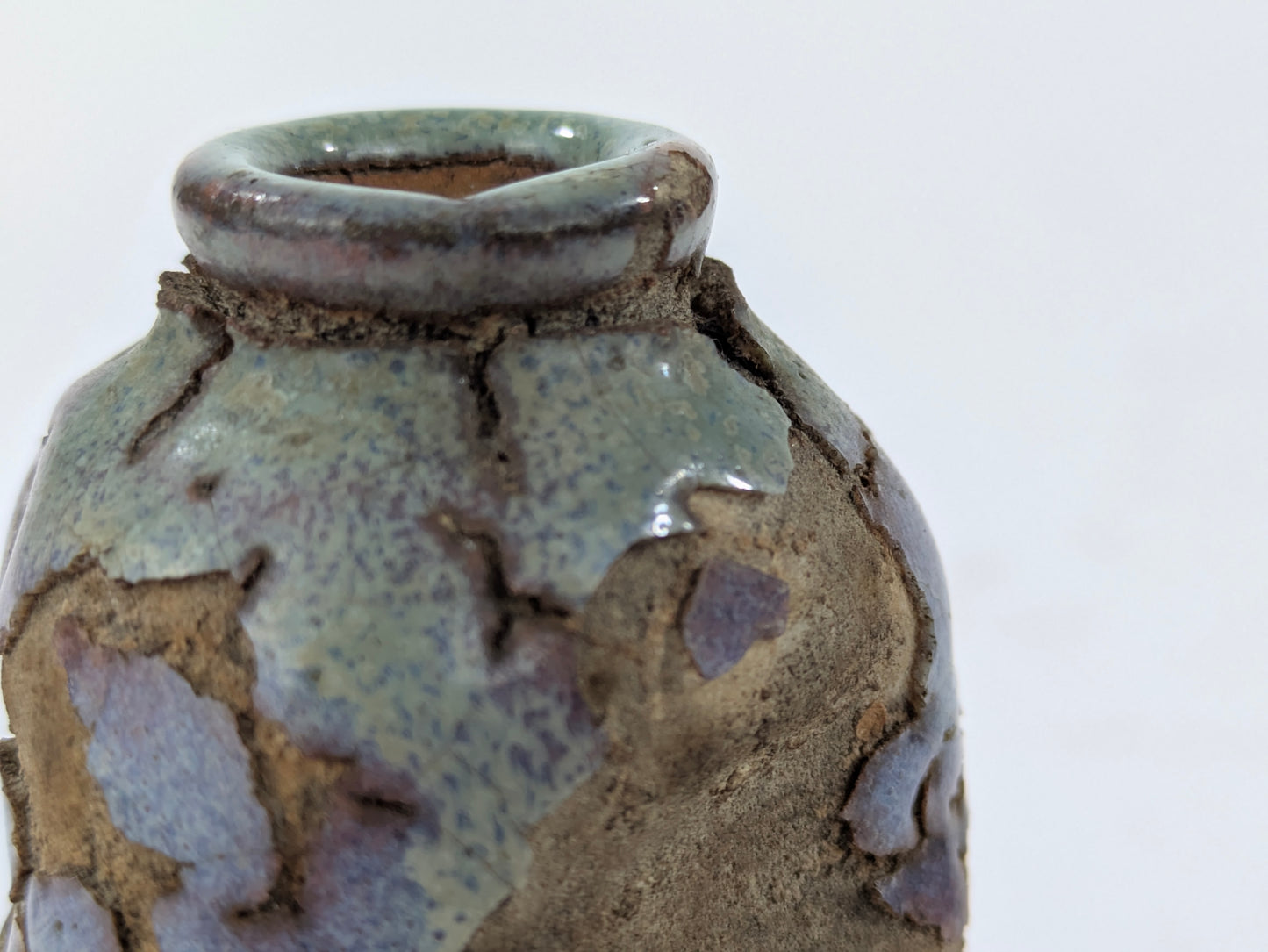 Antique Japanese Miniature Tsubo Wood-Fired Stoneware Jar 2.5"