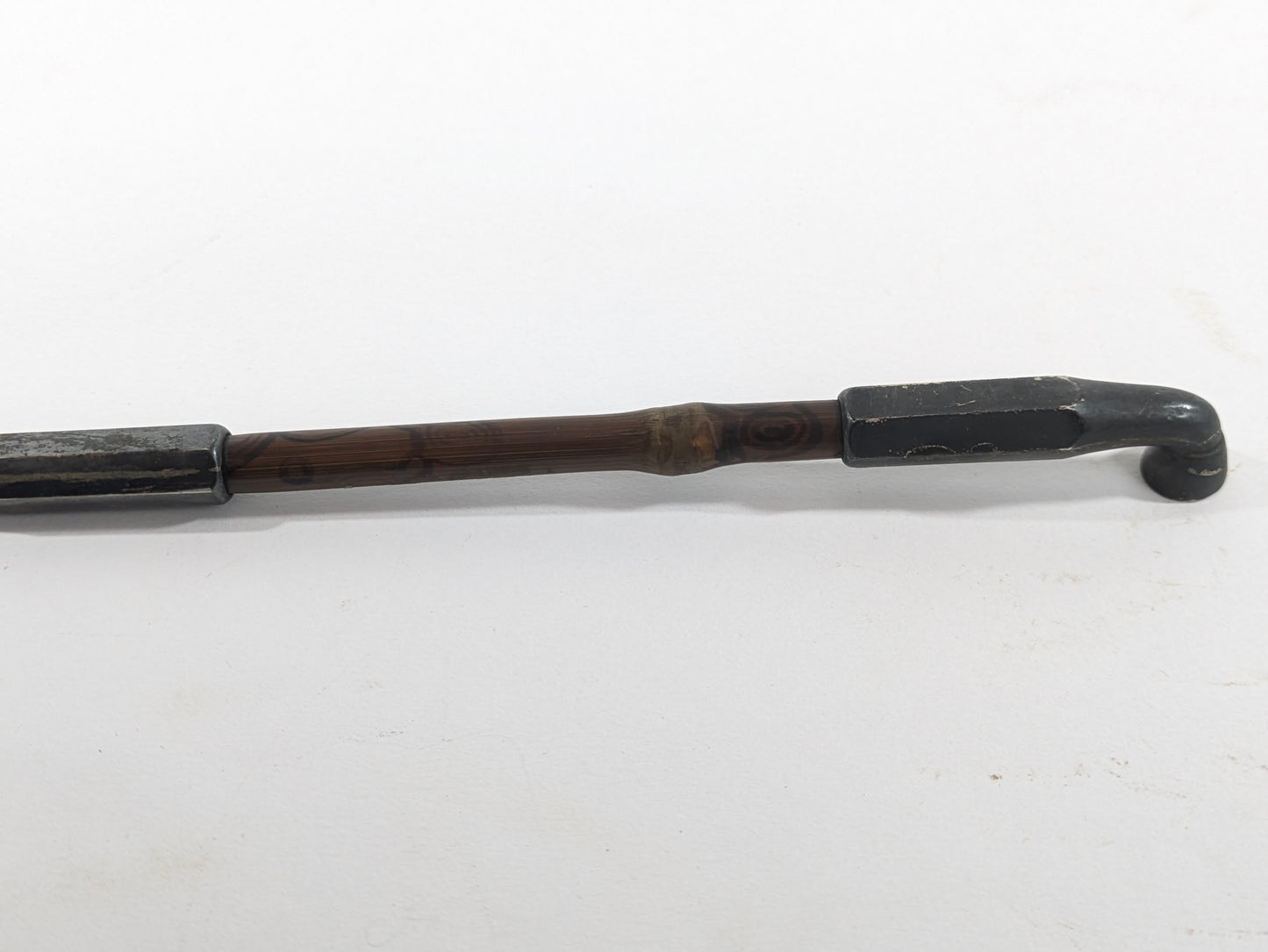 ANTIQUE MEIJI ERA (c1880) JAPANESE BRONZE Aloy & Painted BAMBOO KISERU Smoke Pipe 8"