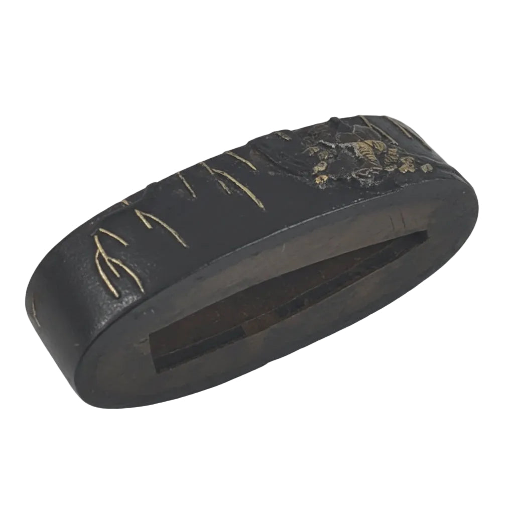 Antique Japanese Edo-Period Sword Katana Fuchi Samurai in Gold on Shakudō,