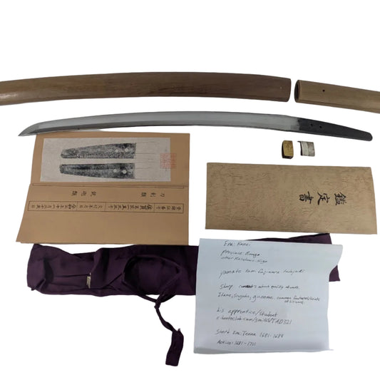 Antique Japanese Wakazashi Short Sword by Yamato no Kami Fujiwara Tadayuki w/ Papers