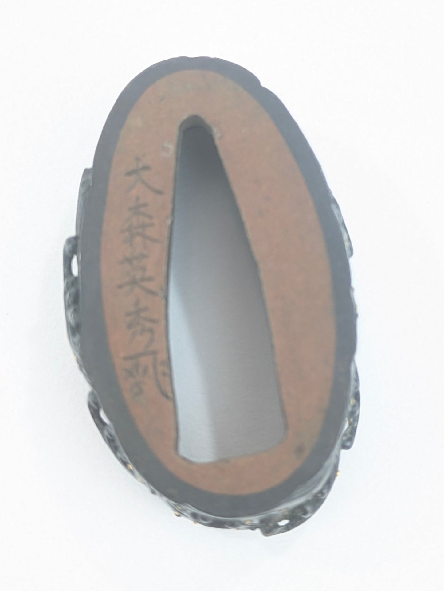 Antique Japanese Edo-Period Sword Katana Fuchi & Kashira Samurai in Gold on Shakudō,