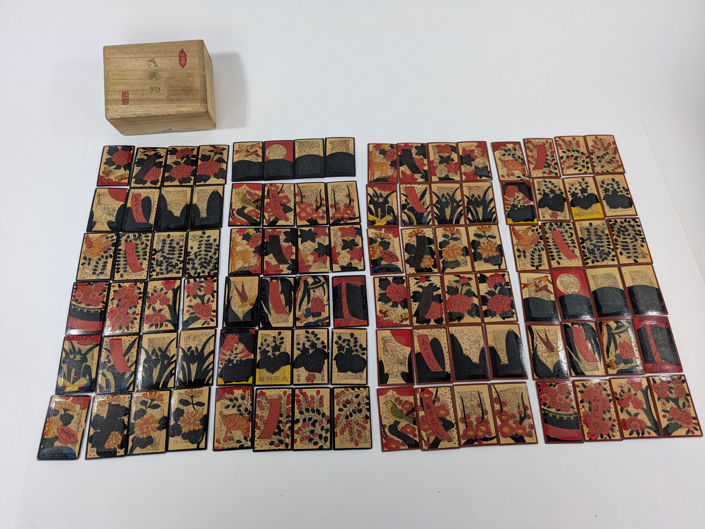 Vintage Compleate Set of Hanafude Cards w/ Kiri Wood Box