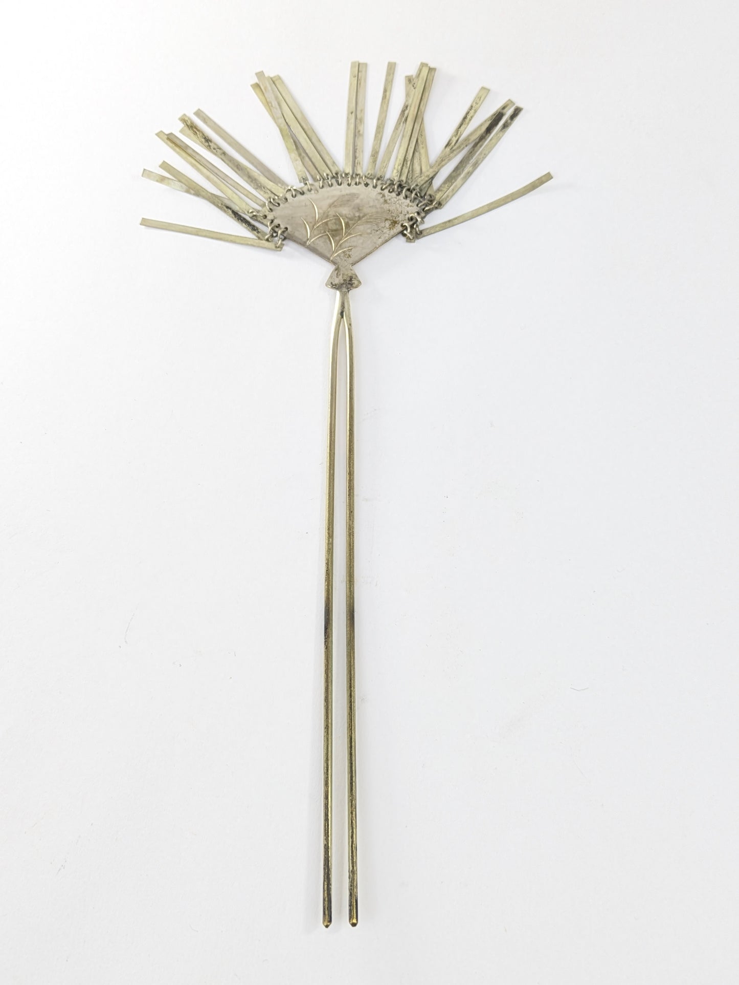 Antique Japanese Bira-Kanzashi Geisha Style Hairpiece Gold Color Bellflower Fan Tassels Hairpin Hair Beauty Accessories 7"