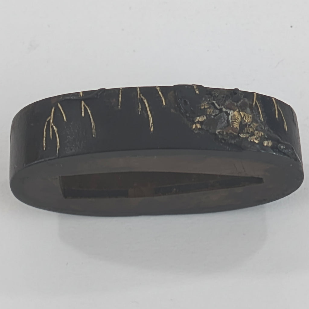 Antique Japanese Edo-Period Sword Katana Fuchi Samurai in Gold on Shakudō,