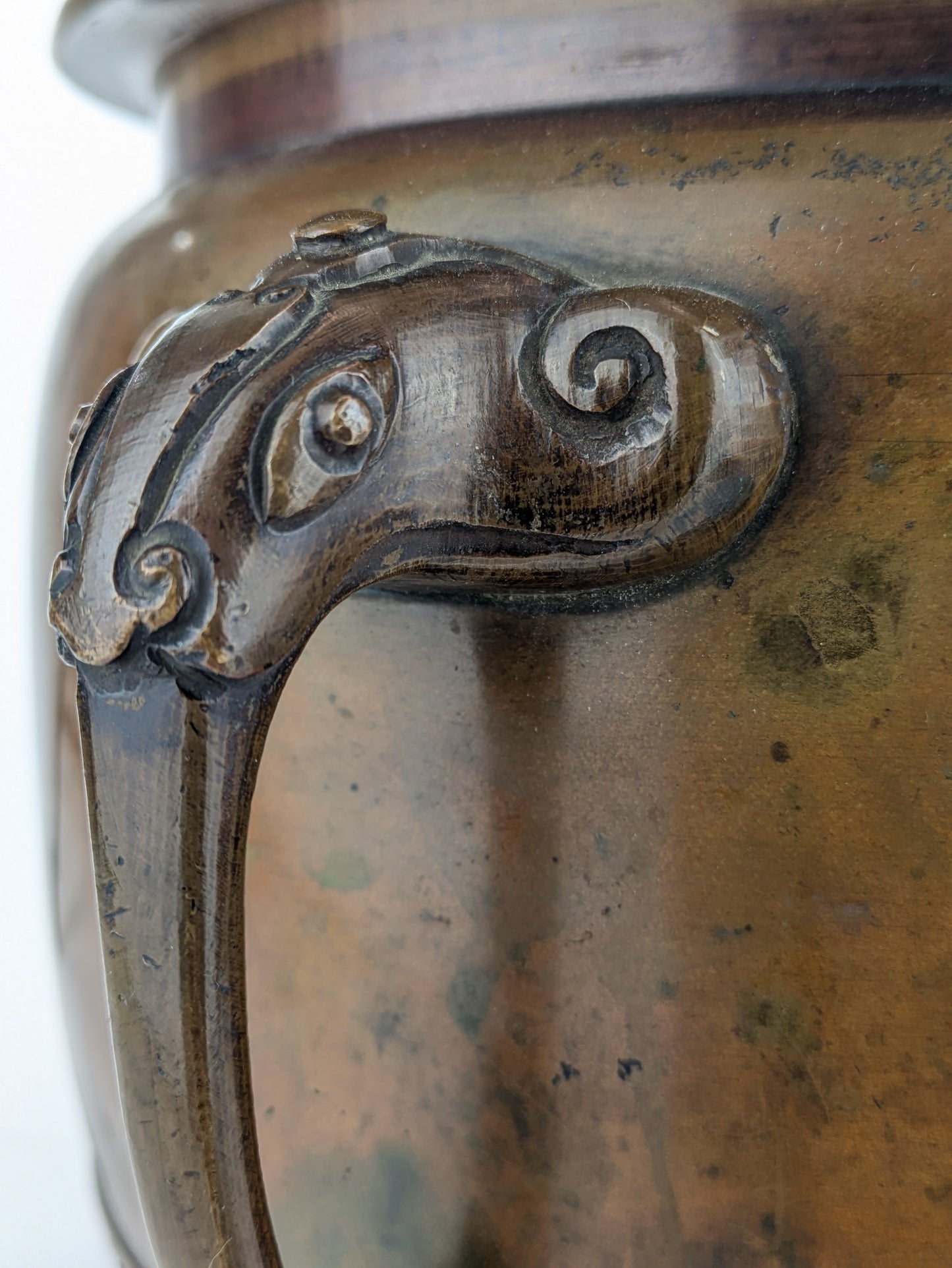 Antique Japanese (c1920) Bronze Hibachi Brazier Animals Dragon Tiger Motif 11"