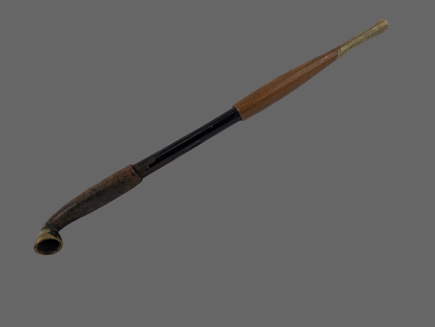 ANTIQUE MEIJI ERA (c1880) JAPANESE BRONZE/SILVER & BAMBOO KISERU Smoke Pipe 7"
