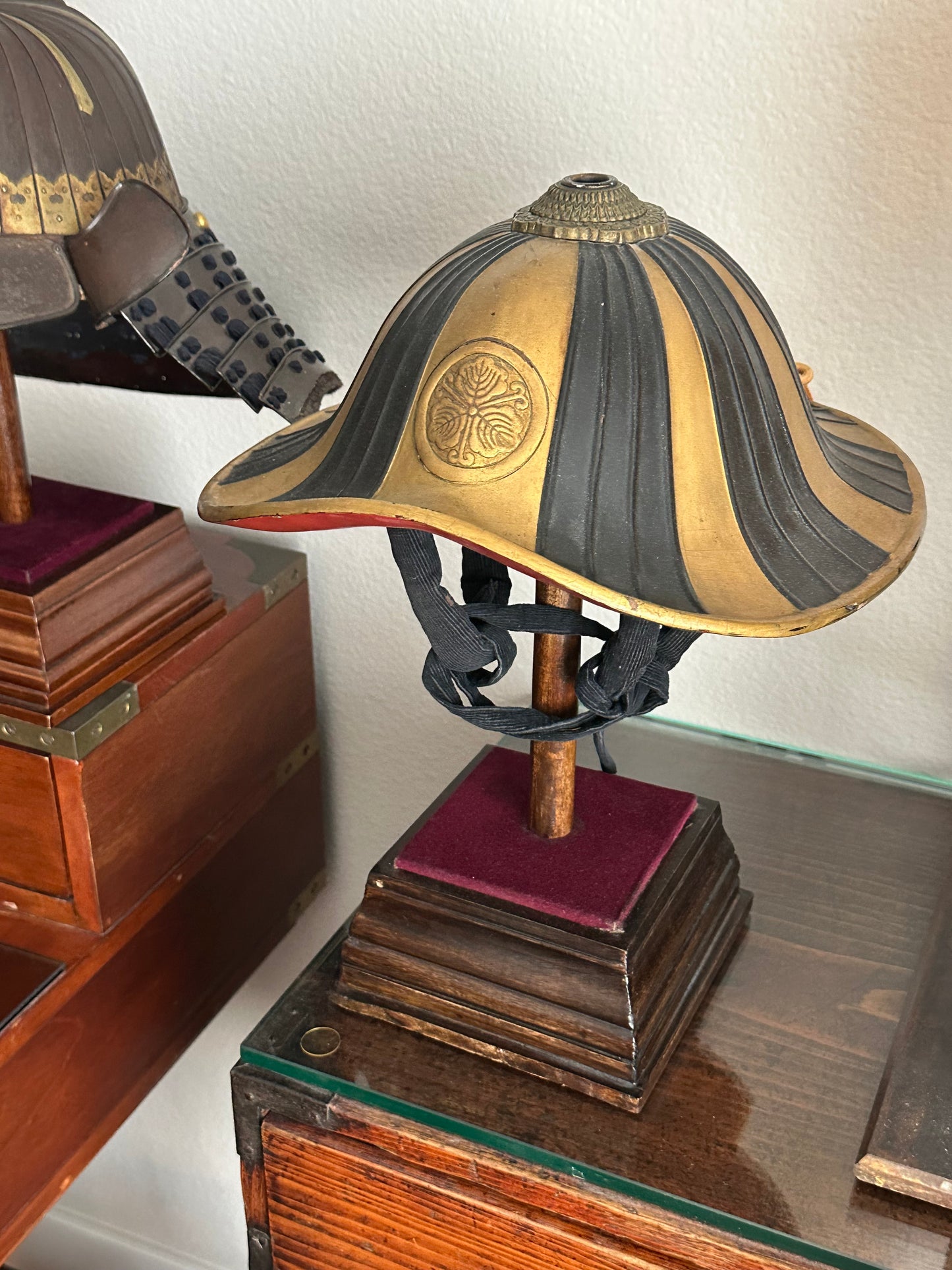 Japanese Edo Period Samurai Jingasa Kabuto Helmet Vine-Oak Mon LS#117