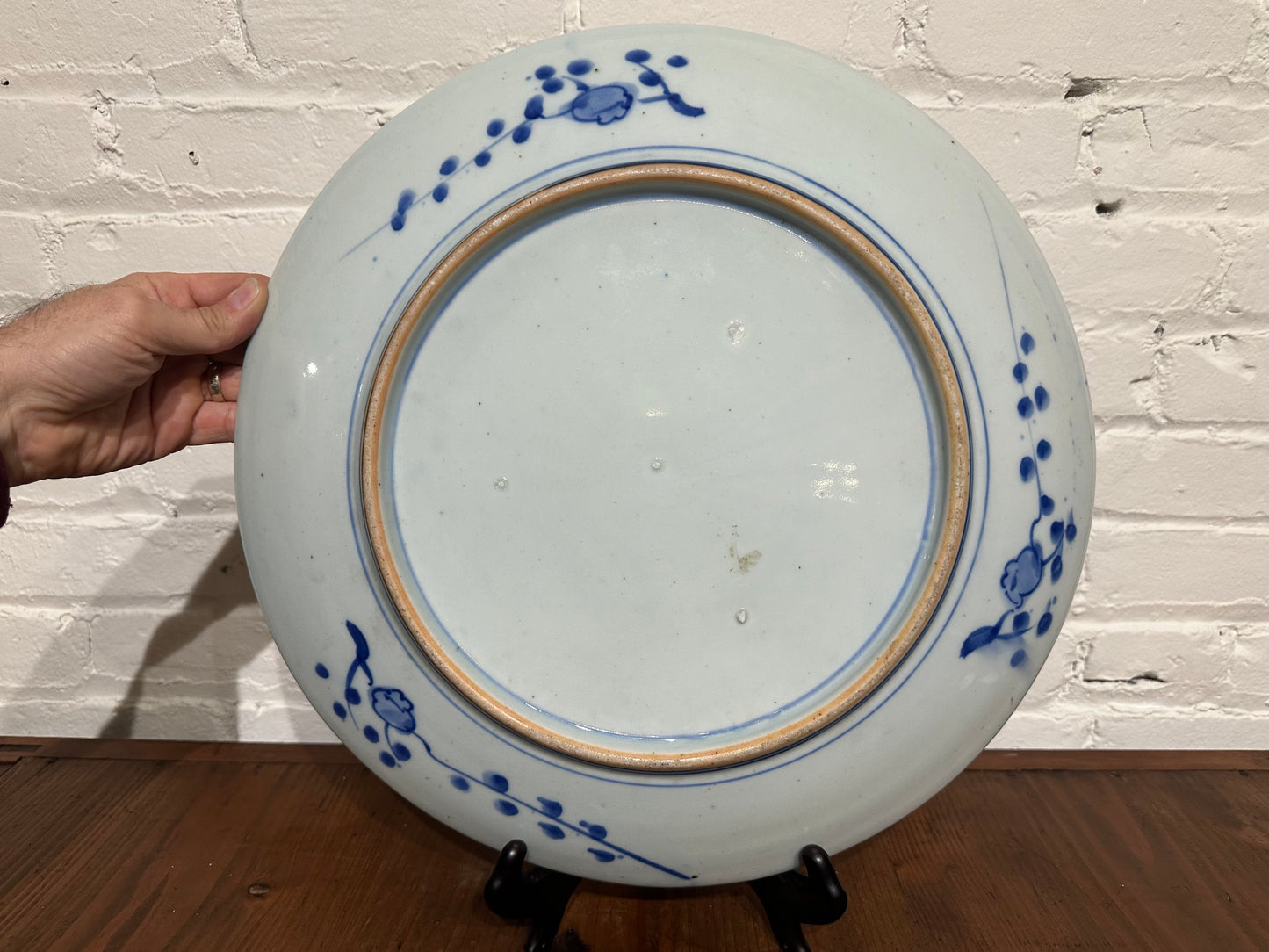 Antique Japanese Meiji Era Ceramic Imari Blue & White Charger 15.5" Plate
