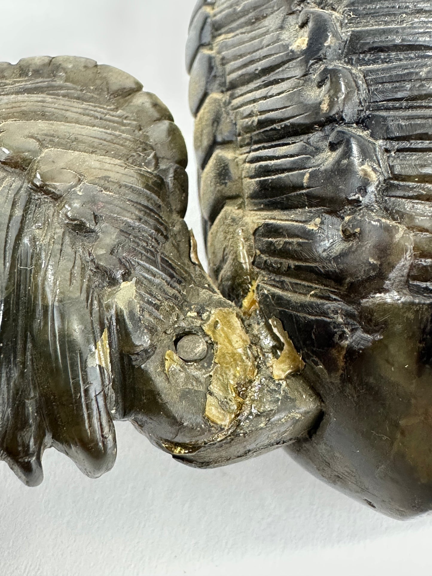 Pair of Hand-Carved Chinese Stone Foo Dogs (Shishi Guardian Lions) 20th C ~4"H