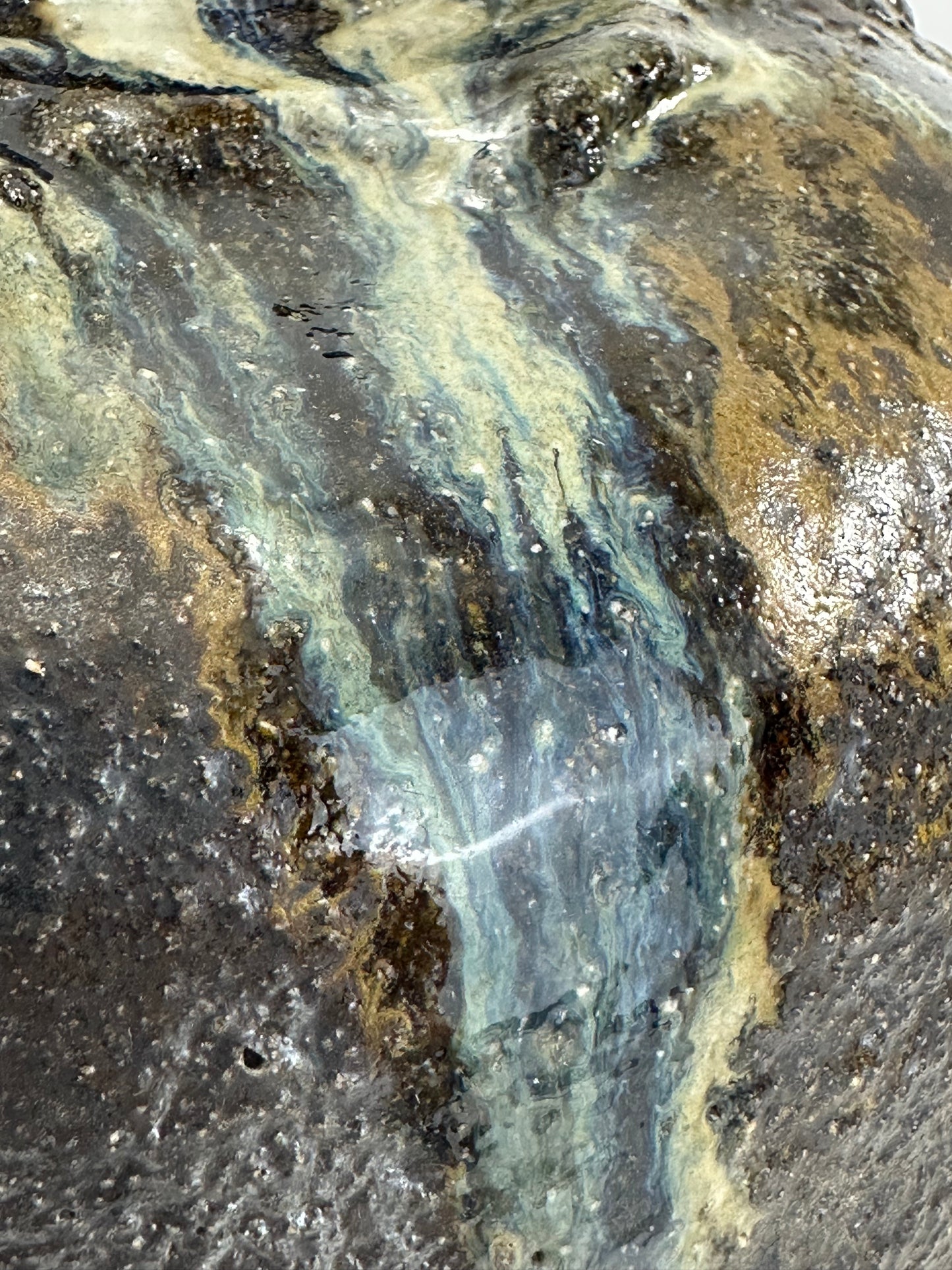 Vintage Japanese Stoneware Vase with Natural Ash Glaze Drips 10.5"H