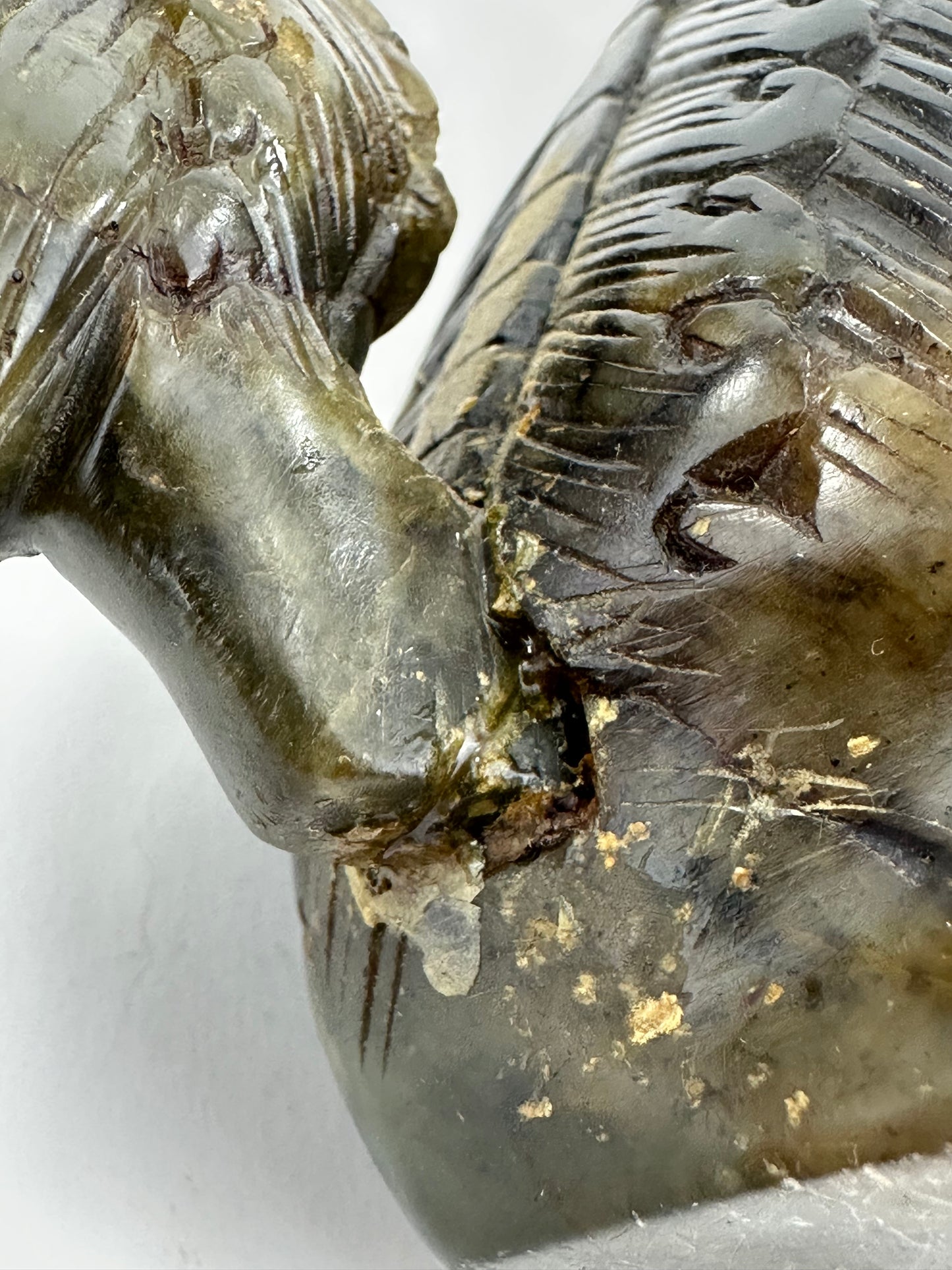 Pair of Hand-Carved Chinese Stone Foo Dogs (Shishi Guardian Lions) 20th C ~4"H