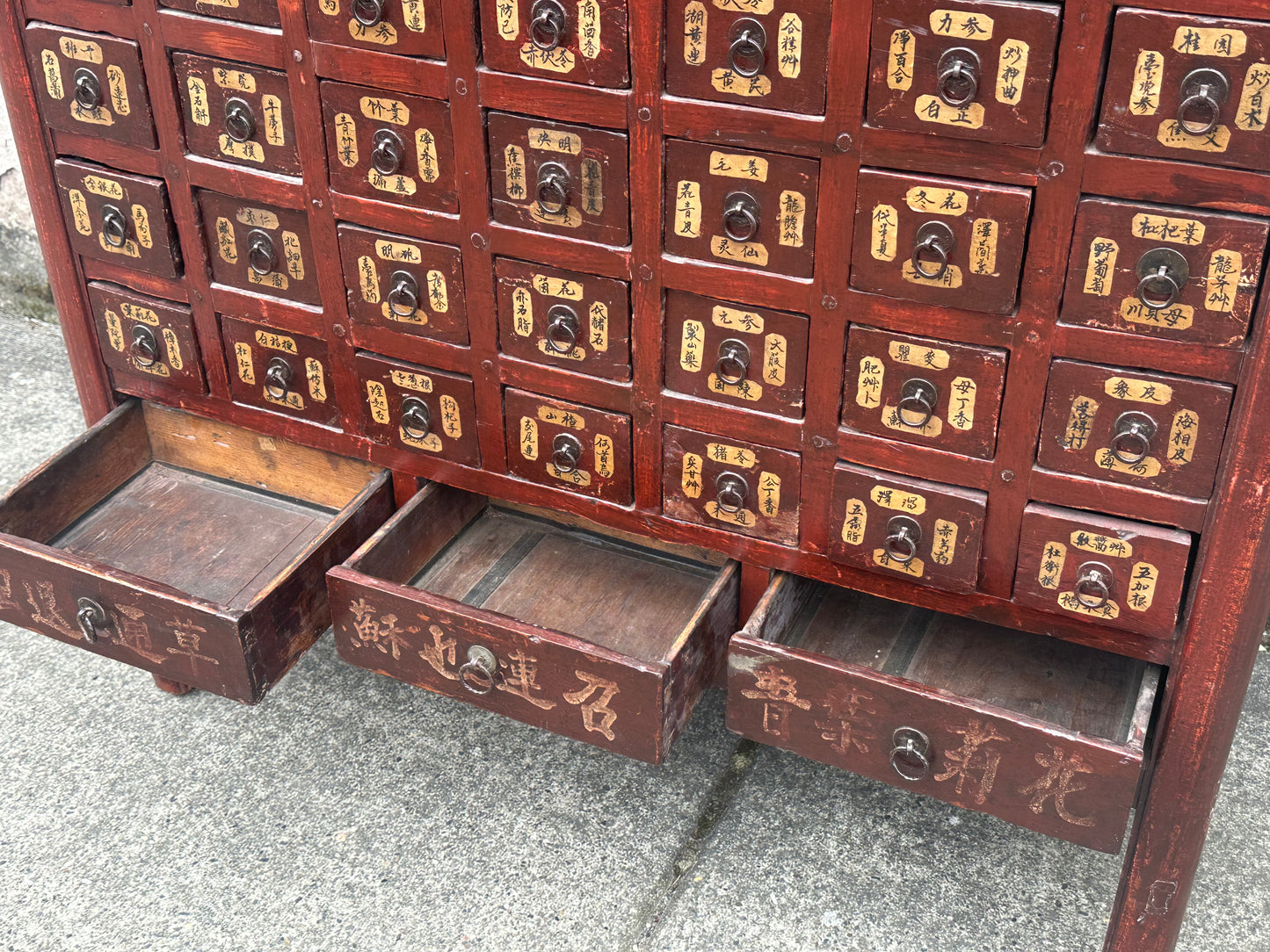 Antique Chinese Qing Dynasty 59-Drawer Apothecary Chest Herb Cabinet 58"H