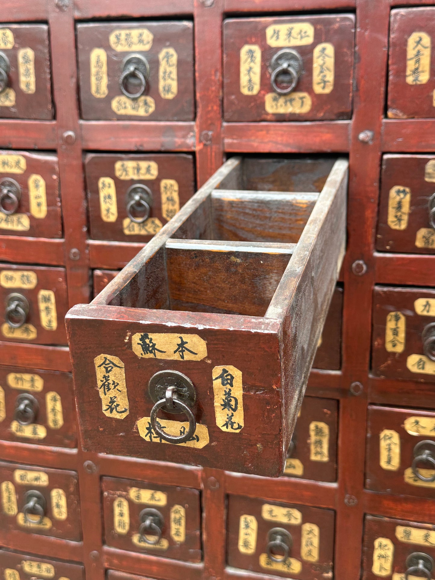 Antique Chinese Qing Dynasty 59-Drawer Apothecary Chest Herb Cabinet 58"H
