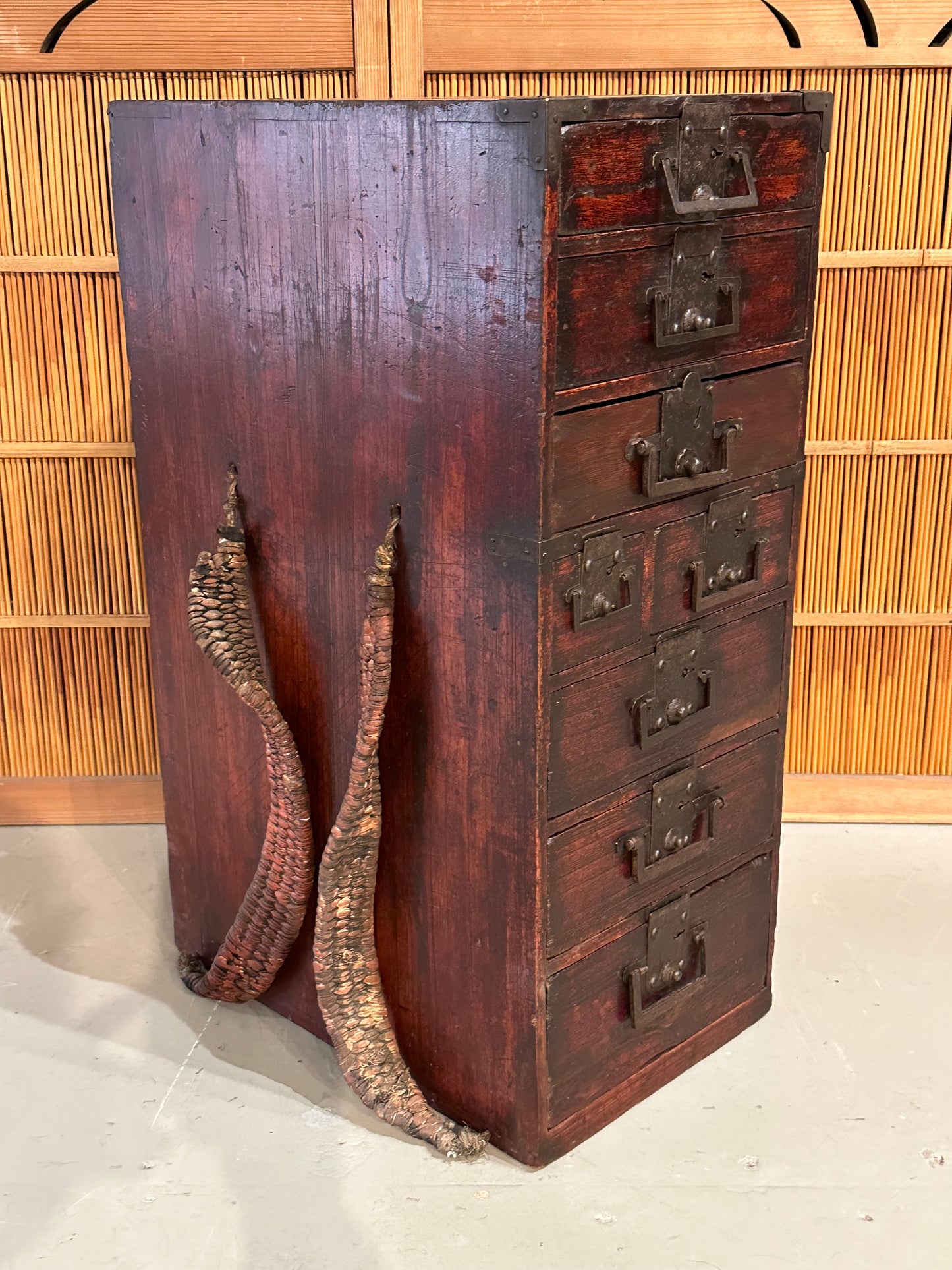 Antique Japanese Edo Era Early 1800's Gyosho Bako Peddler's Tansu Chest 28"