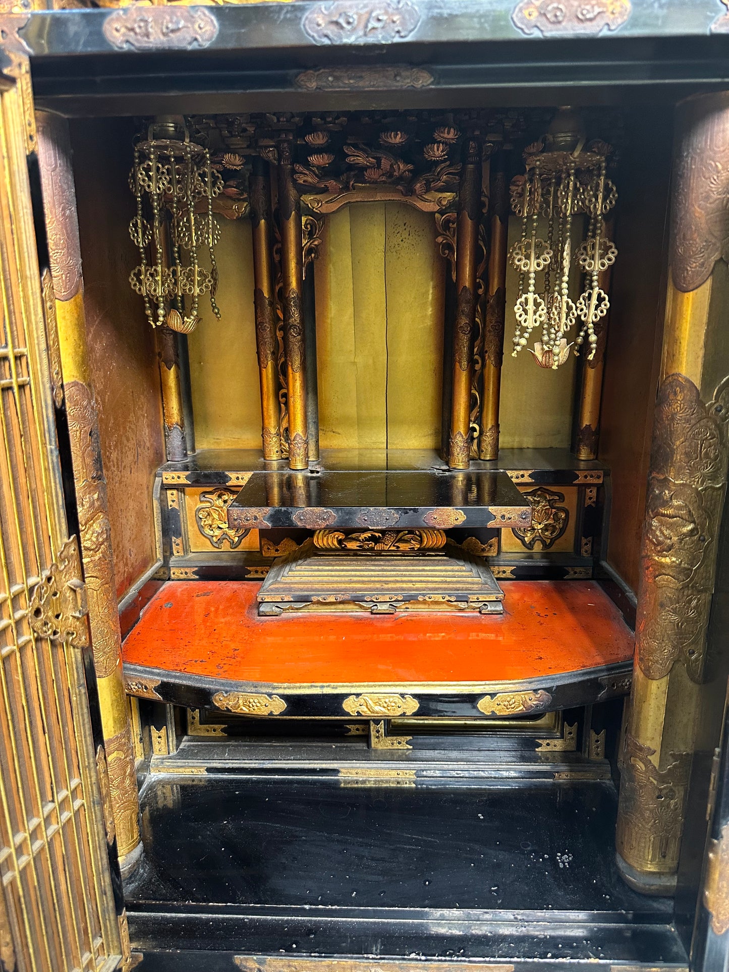 Antique Japanese Meiji Era (late 1800's) Butsudan Family Alter 45”H