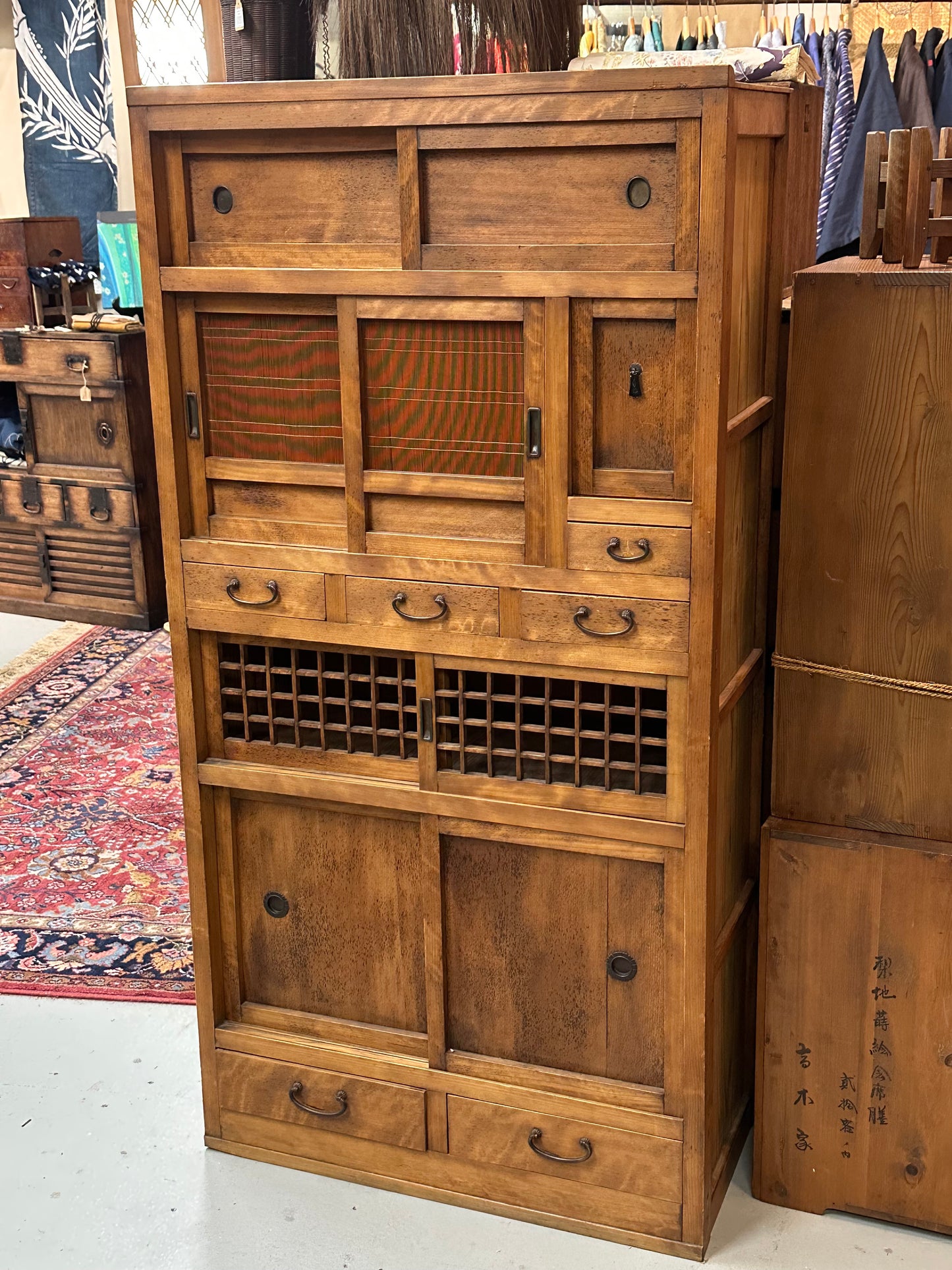 Antique Japanese Mizuya Tansu Kitchen Cabinet Taishō Period 61.5"H