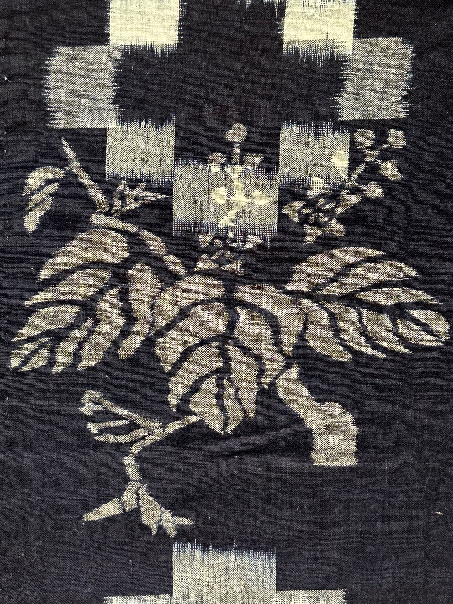 Antique Japanese 19th Century Textile - Kasuri Indigo Ikat 56"x49" Tsuru #51