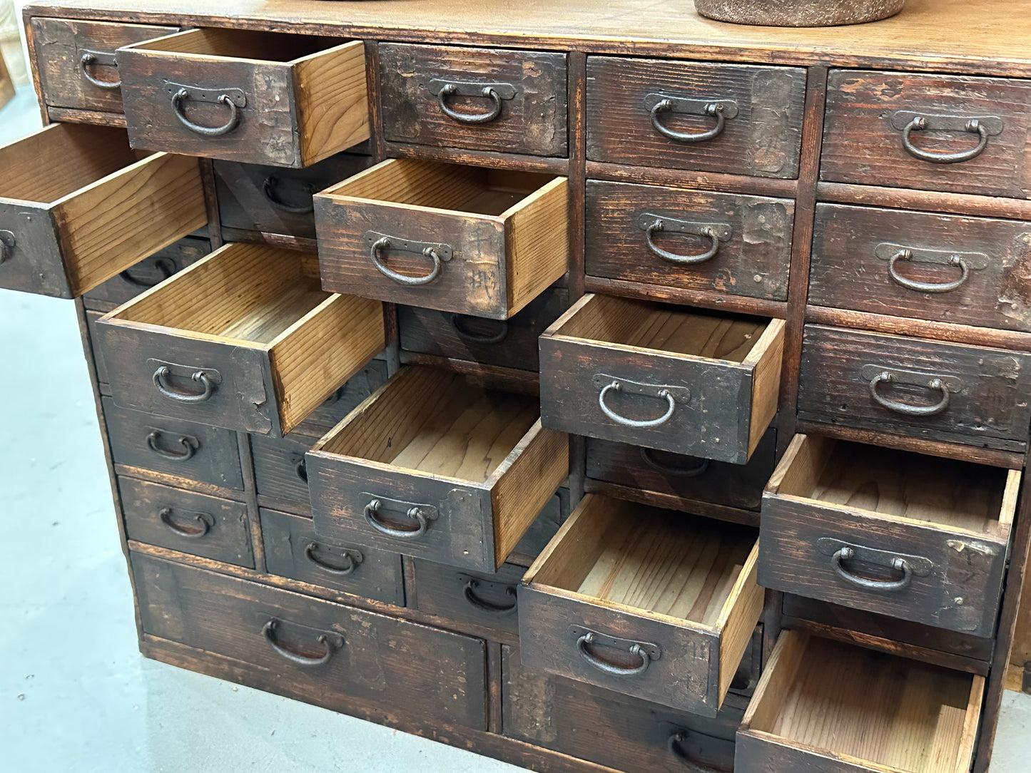 Rare Antique Japanese Kusuridansu Apothecary Tansu Edo Period c1820s 29"W