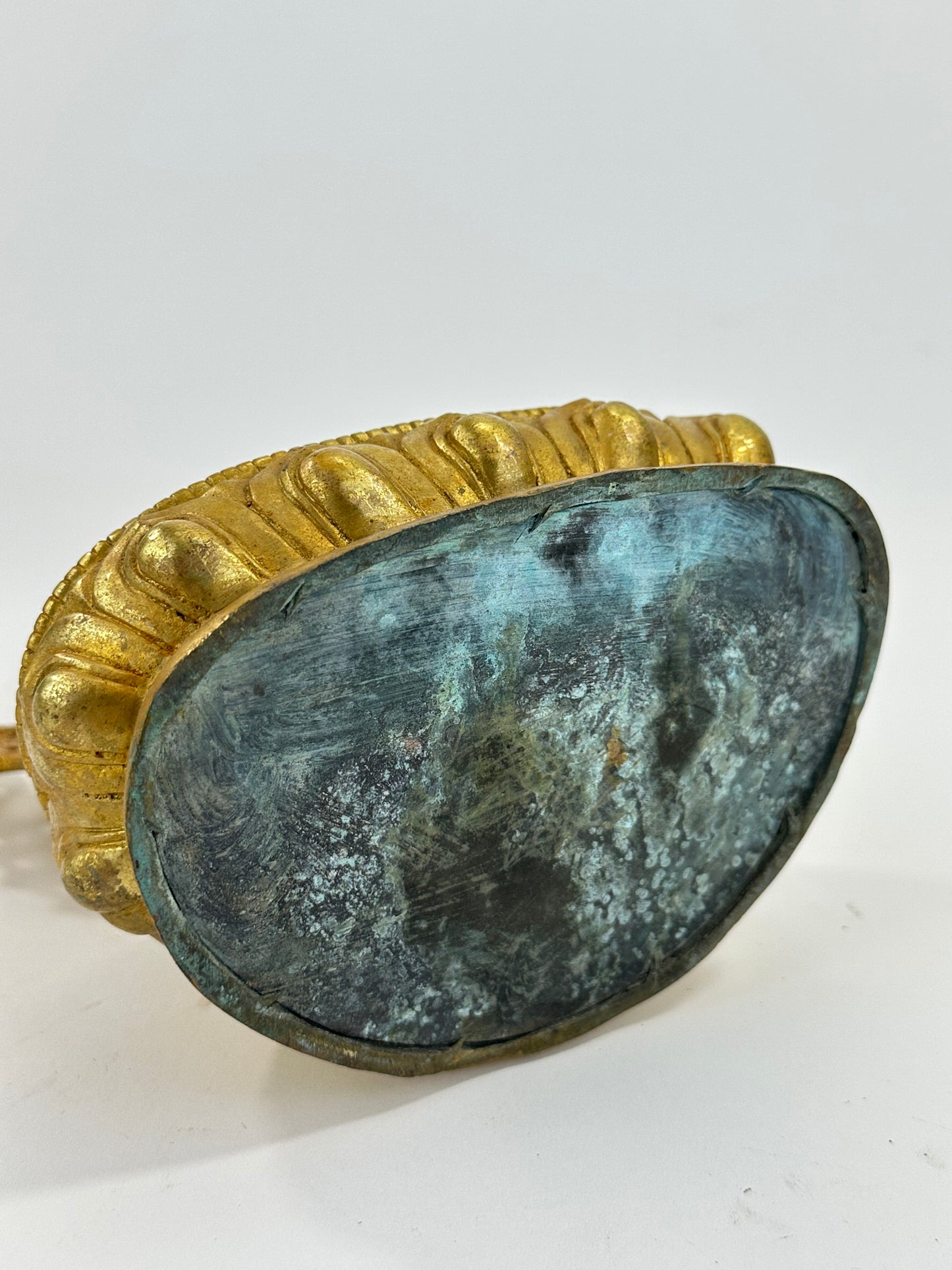 Vintage Tibetan Brass Figure of Tsongkhapa Buddhist Master 9.5"H LS#092