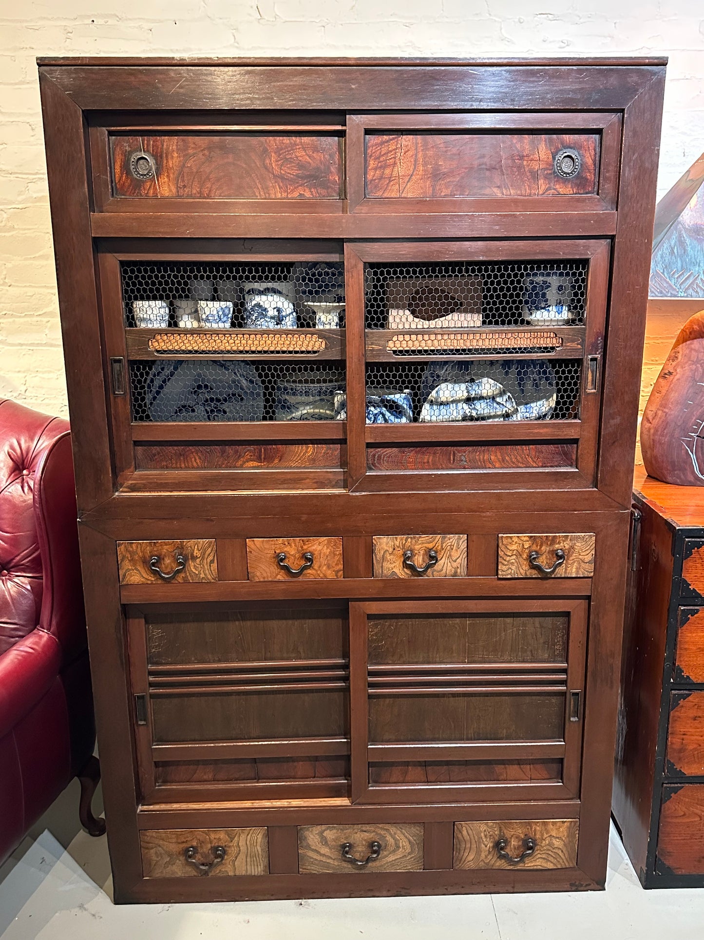 LS#128 Antique Japanese Meiji Era Chobadansu Document Chest 68”H