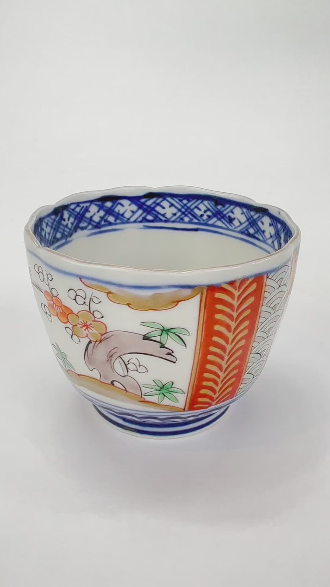 Antique Japanese Edo Era (c1850) Hand Painted Plum Blossom Ceramic