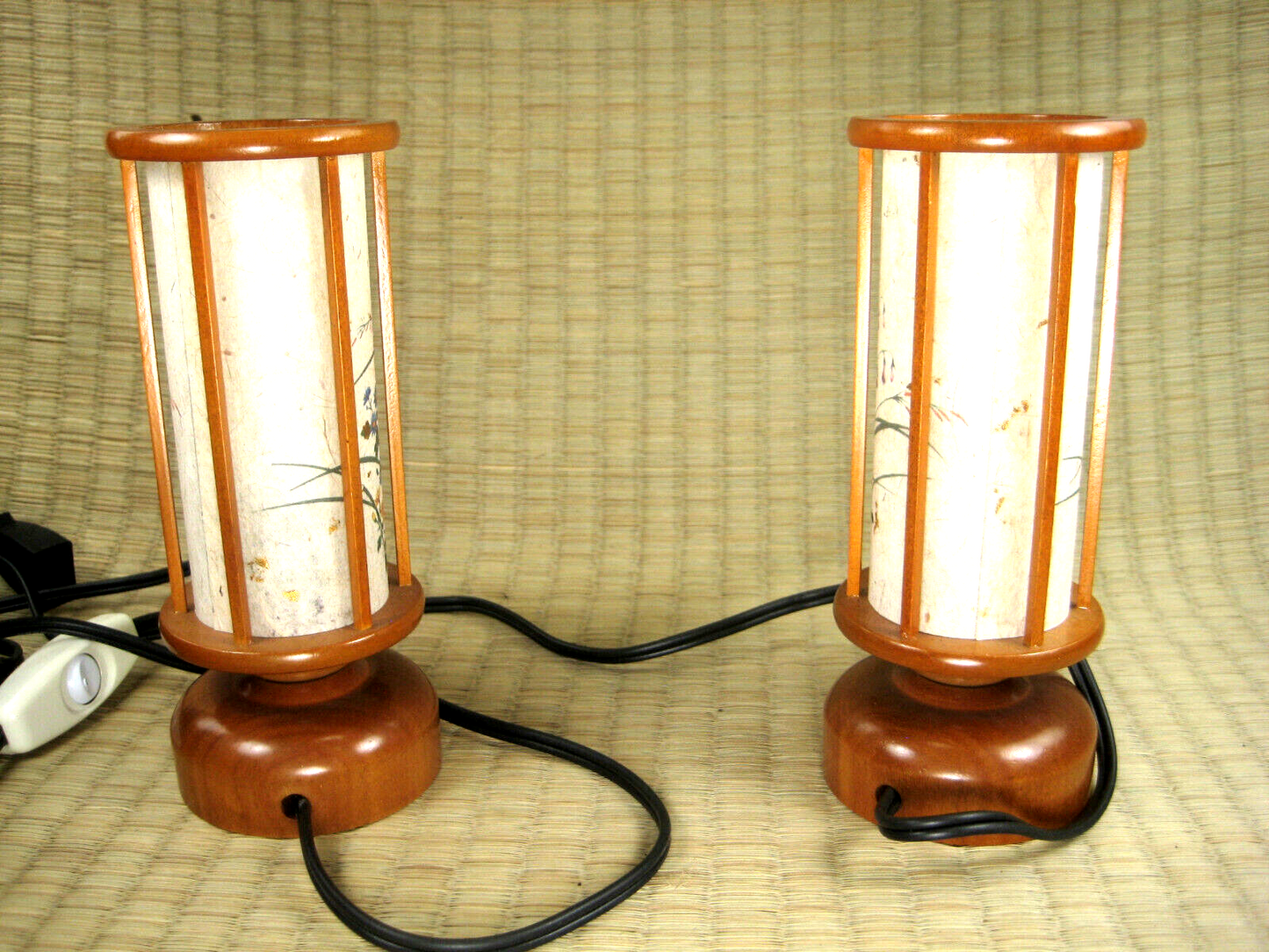 Set OfSmall Electric Japanese Wood & Paper Lanterns For Use In Home Shrines