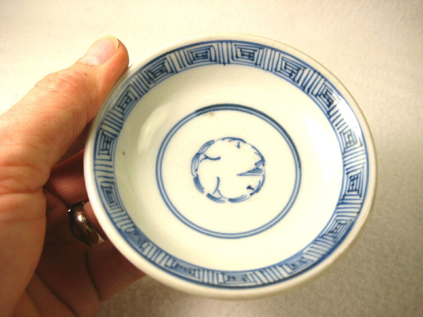Vintage Chinese Ceramic Hand Painted In Cobalt Blue Sauce Mustard Dish