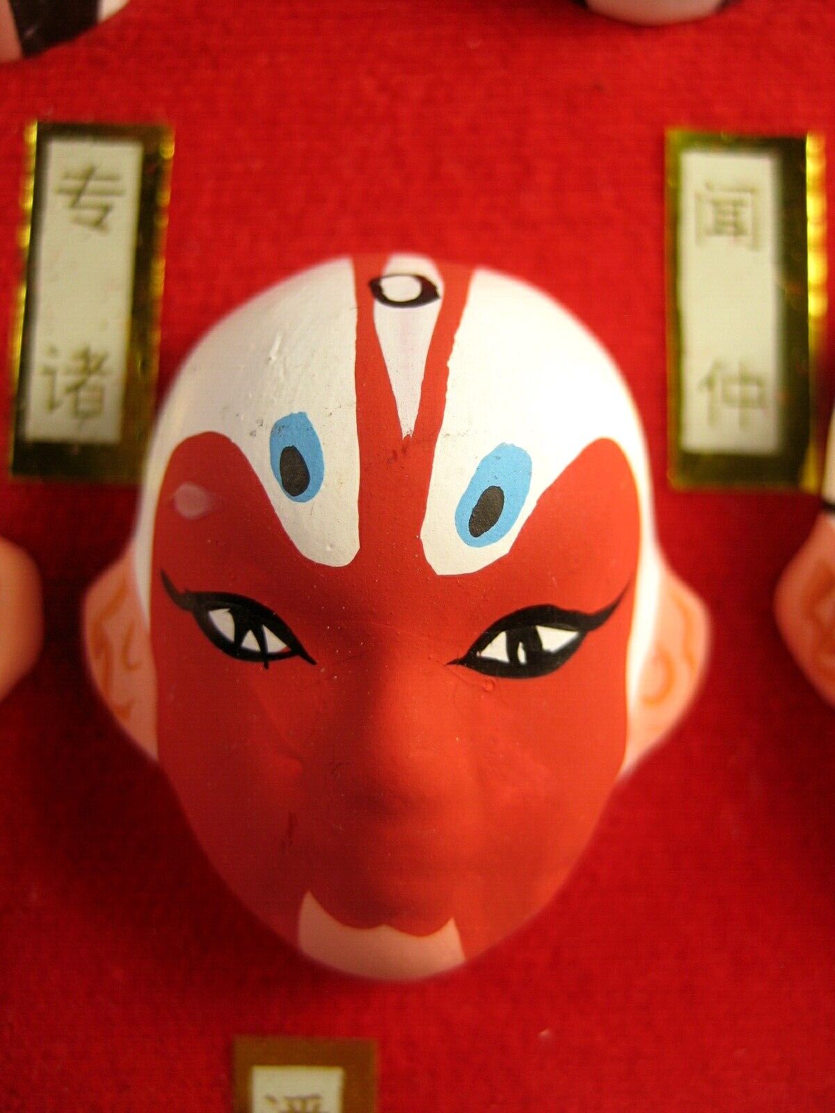 Vintage Chinese Beijing Opera Clay Masks x5 Mini Hand painted "Peking Opera Masks"