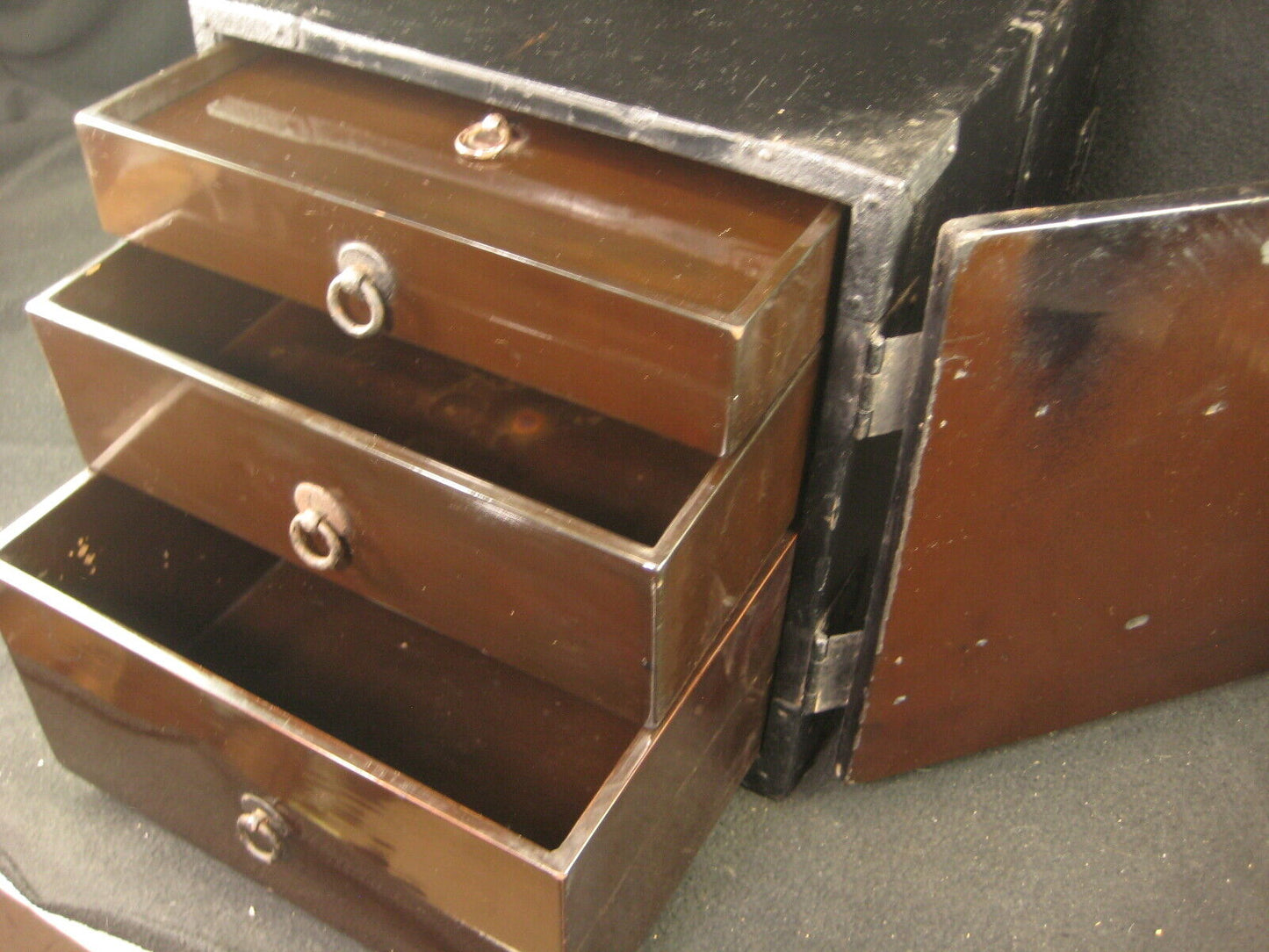 Antique Japanese Edo Era (C.1750) Black Lacquer Double Ended Tansu Chest