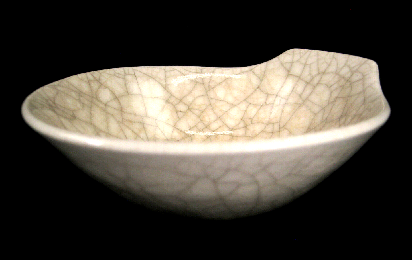 Japanese Crackel Finish Ceramic White & Tan Condiment Bowl