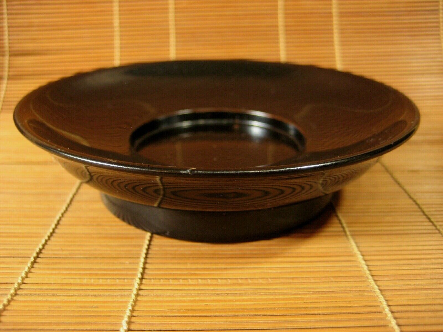Vintage Japanese Early Showa Tea Chataku Black Lacquer Sencha Plate Coaster
