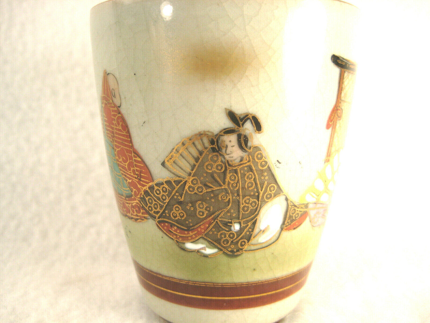 Vintage Japanese Cup Guinomi Sake Kutani Wear Heikei Monogatari Taira Clan