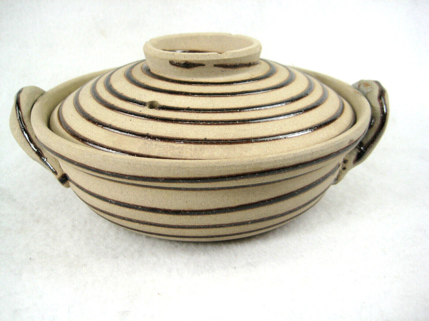 Japanese Ceramic Hot Pot Donabe For Nabe Shabu Sukiyaki Spiral Pattern 6.5"