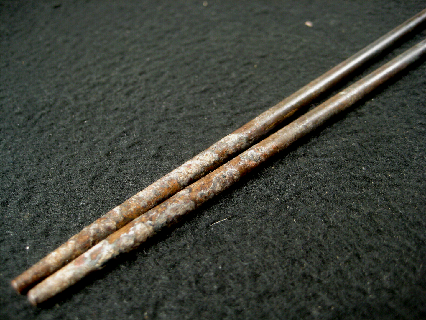 Antique Japanese (C1860) Chado Hibashi Fire Chopstick Bronze Hex Topped 10 "