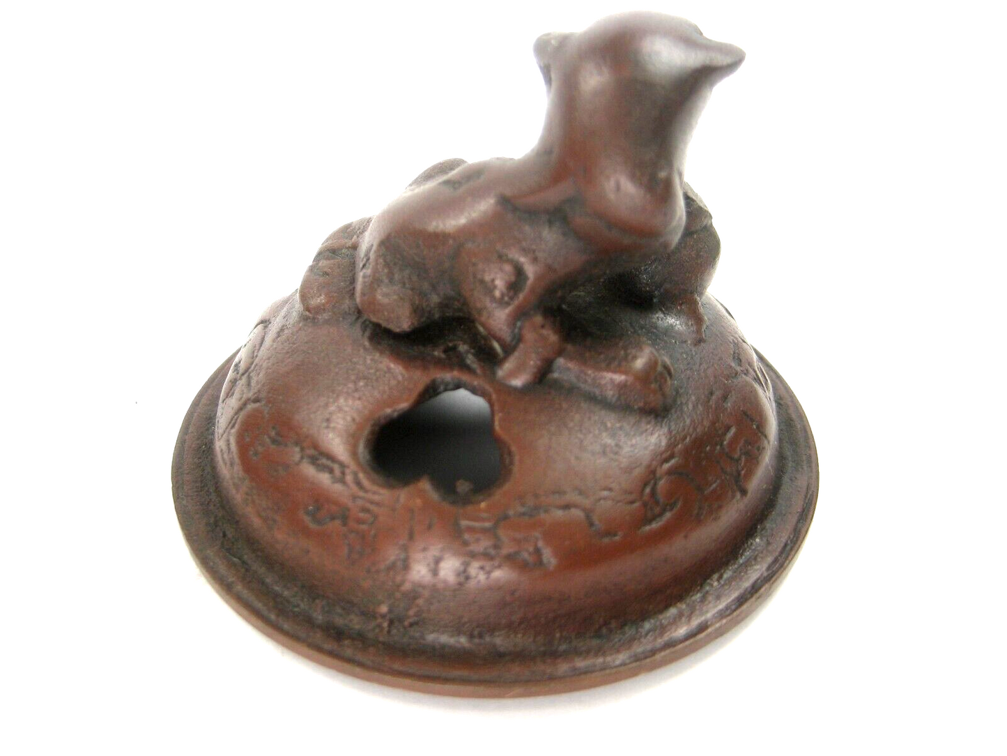 Japanese Bronze Koro Incense Burner W/ Foo Dog & Elephant Ring Handles 5"