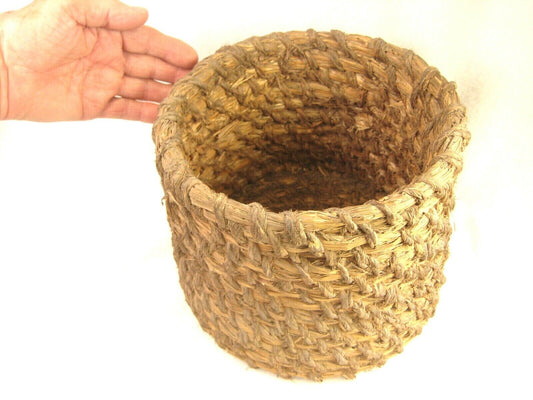 Antique Japanese Taisho Era (C. 1920) Rope Weave Kago Storage Basket