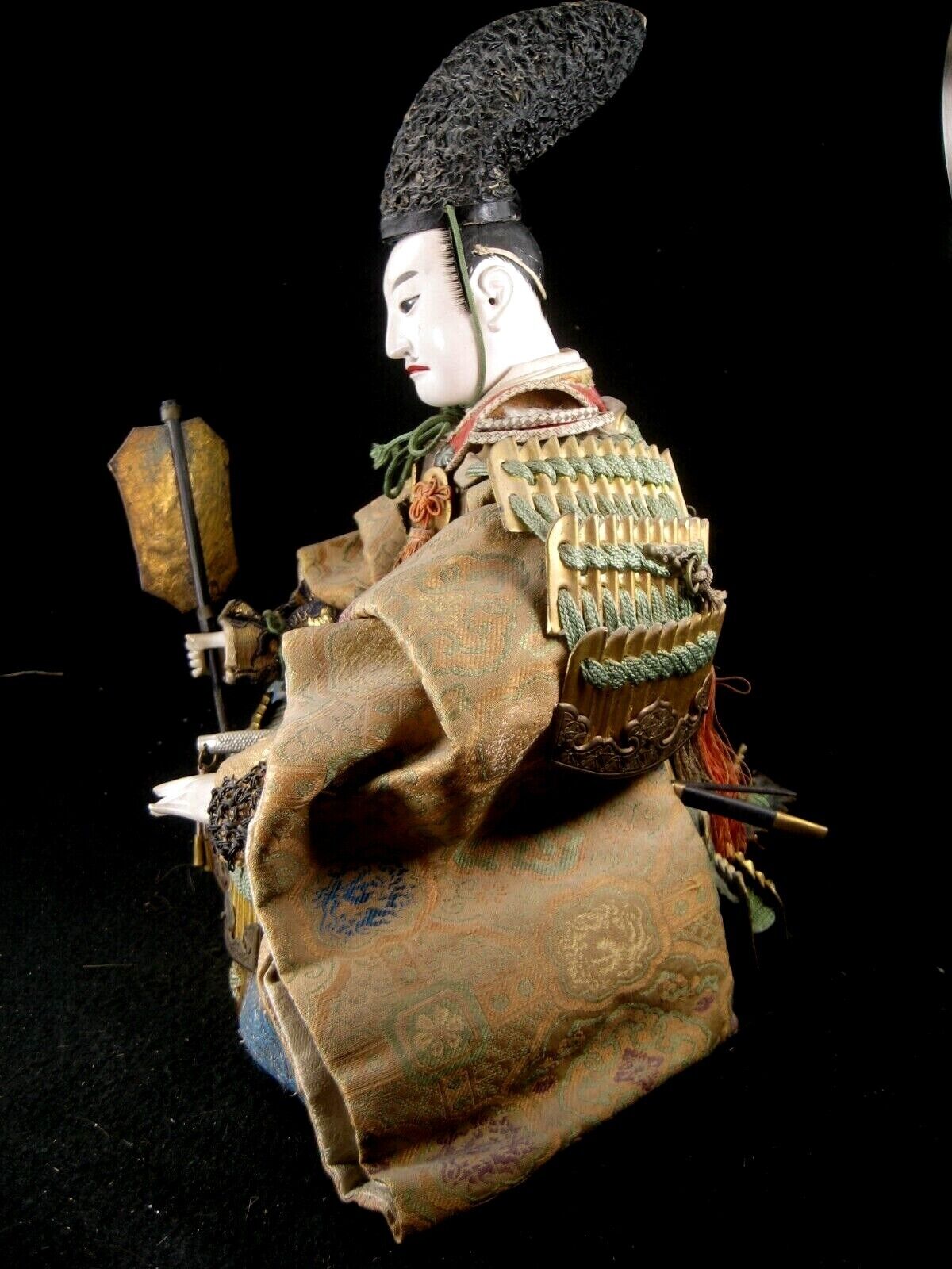Antique Meiji Era Japanese Samurai Warrior Doll Wooden Gofun Face Full Armor