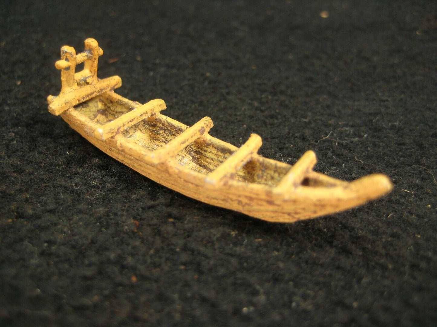 Vintage Japanese Decorative Metal Bonsai Miniature Edo Era Wooden Boat