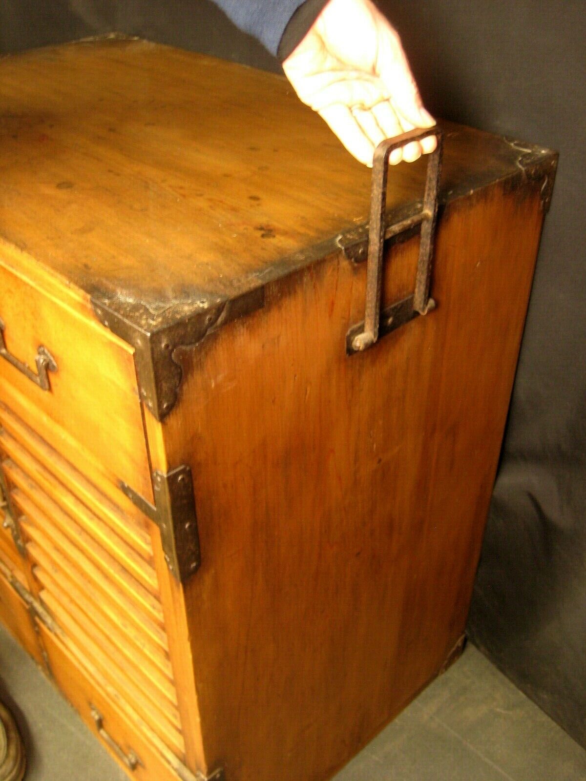 Antique Japanese Chobadansu c.1840 Edo Era Document Tansu Chest Sugi Wood