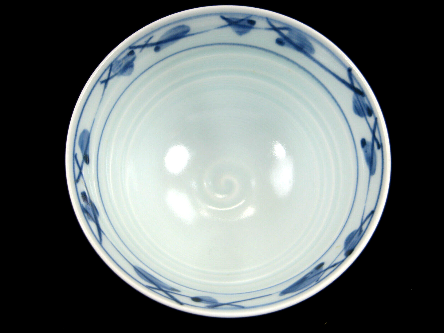 Japanese Akai Imari Ceramic Hand Painted Bowl W/ Lakes Mountains & Boats 4.5"