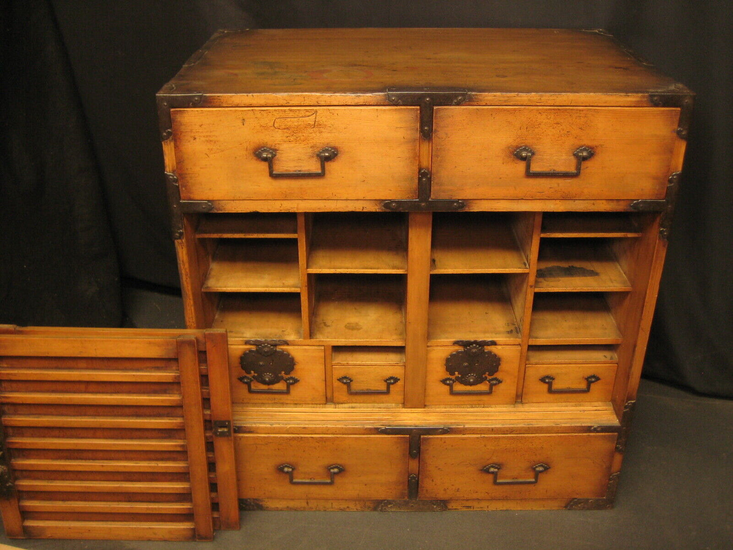 Antique Japanese Chobadansu c.1840 Edo Era Document Tansu Chest Sugi Wood