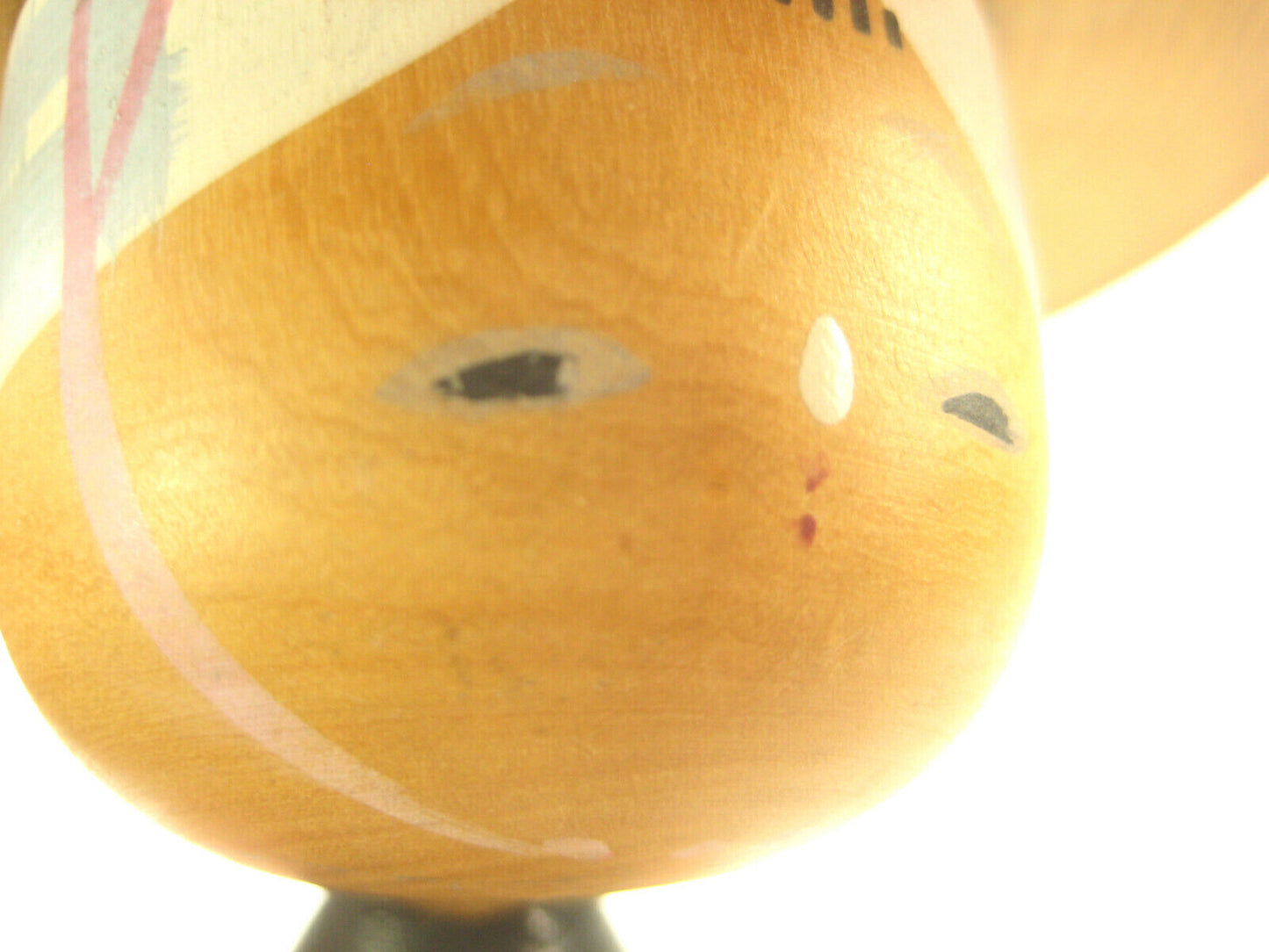 Vintage Japanese Kokeshi Wooden Bobblhead Doll W/ Hat Hand Painted Trees 3"