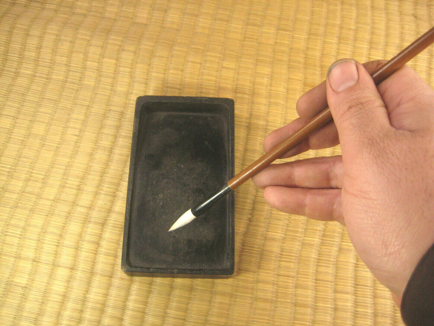 Antique Japanese Calligraphy Inkstone & Brush SetSuzuri Set