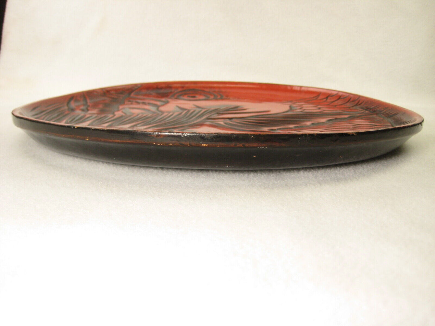 Antique Taisho Era C1920 Japanese Carved Wood Fish Obon Ozen Sushi Plater