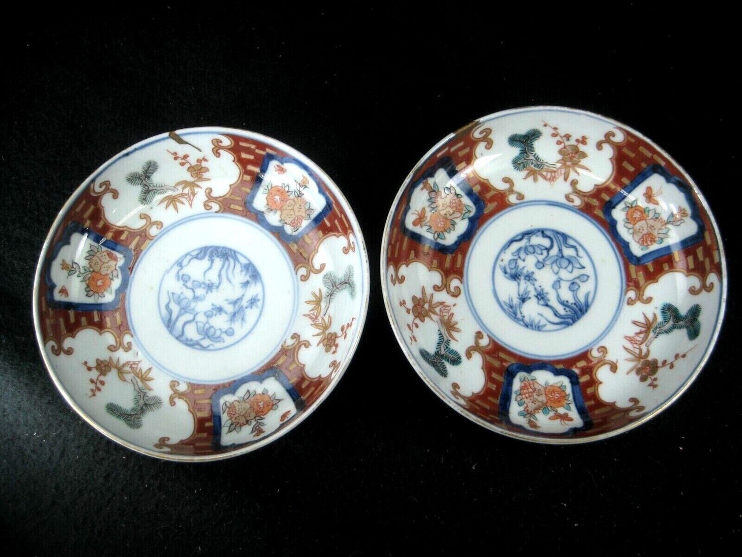 Antique Japanese Kintsugi Meiji 1800'S Imari Ceramic Bowl Set Gold Repair 8.5"