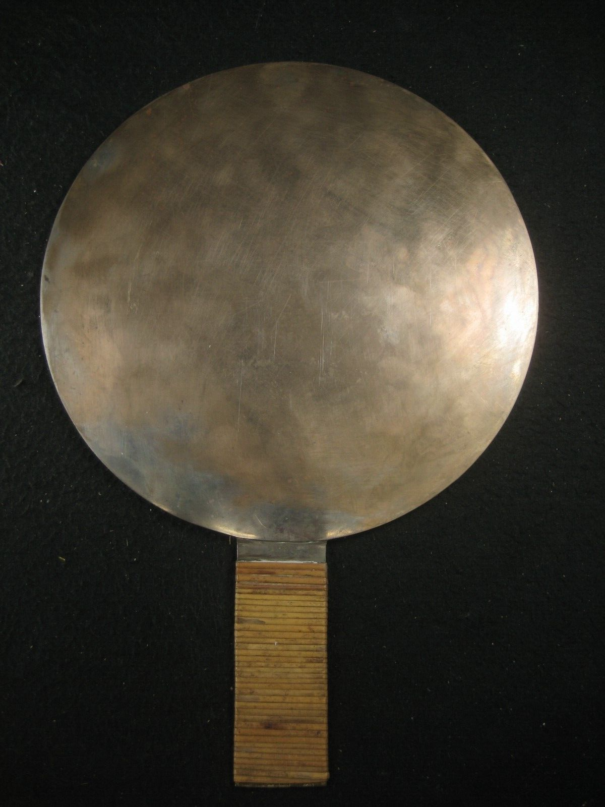 Antique Japanese Copper Signed Hand Mirror W/ Pine, Turtle, Kanji Antique Japanese Copper Signed Hand Mirror W/ Pine, Turtle, Kanji