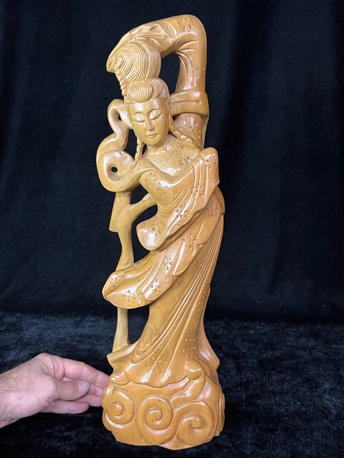 Vintage Chinese Quan Yin Carved Sculpture 18" Goddess ff Compassion