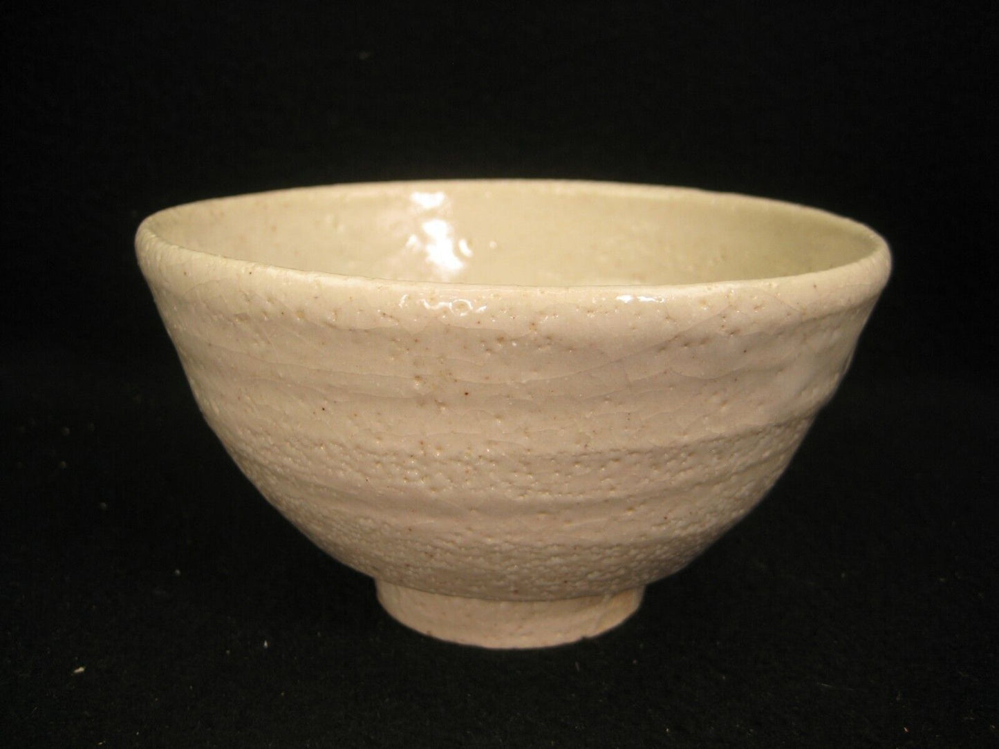 Vintage Japanese Signed Winter Tea Ceremony Ceramic Chawan Bowl Off White
